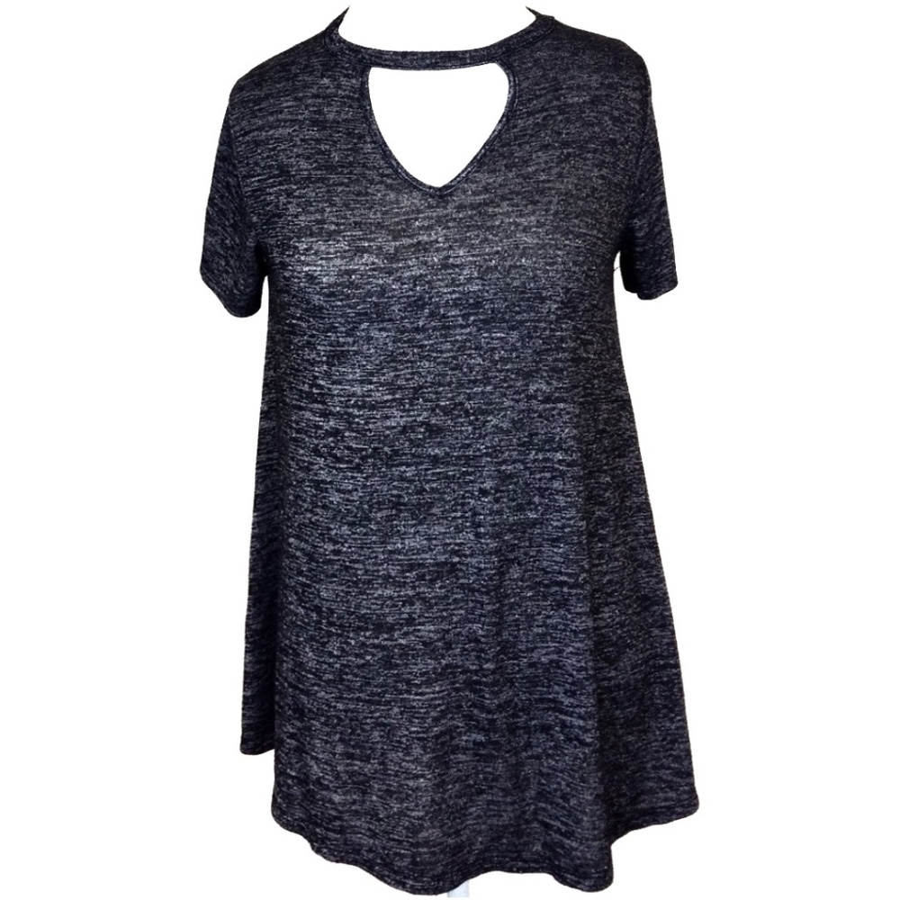 Bobbie Brooks Marled Top Black and White Medium